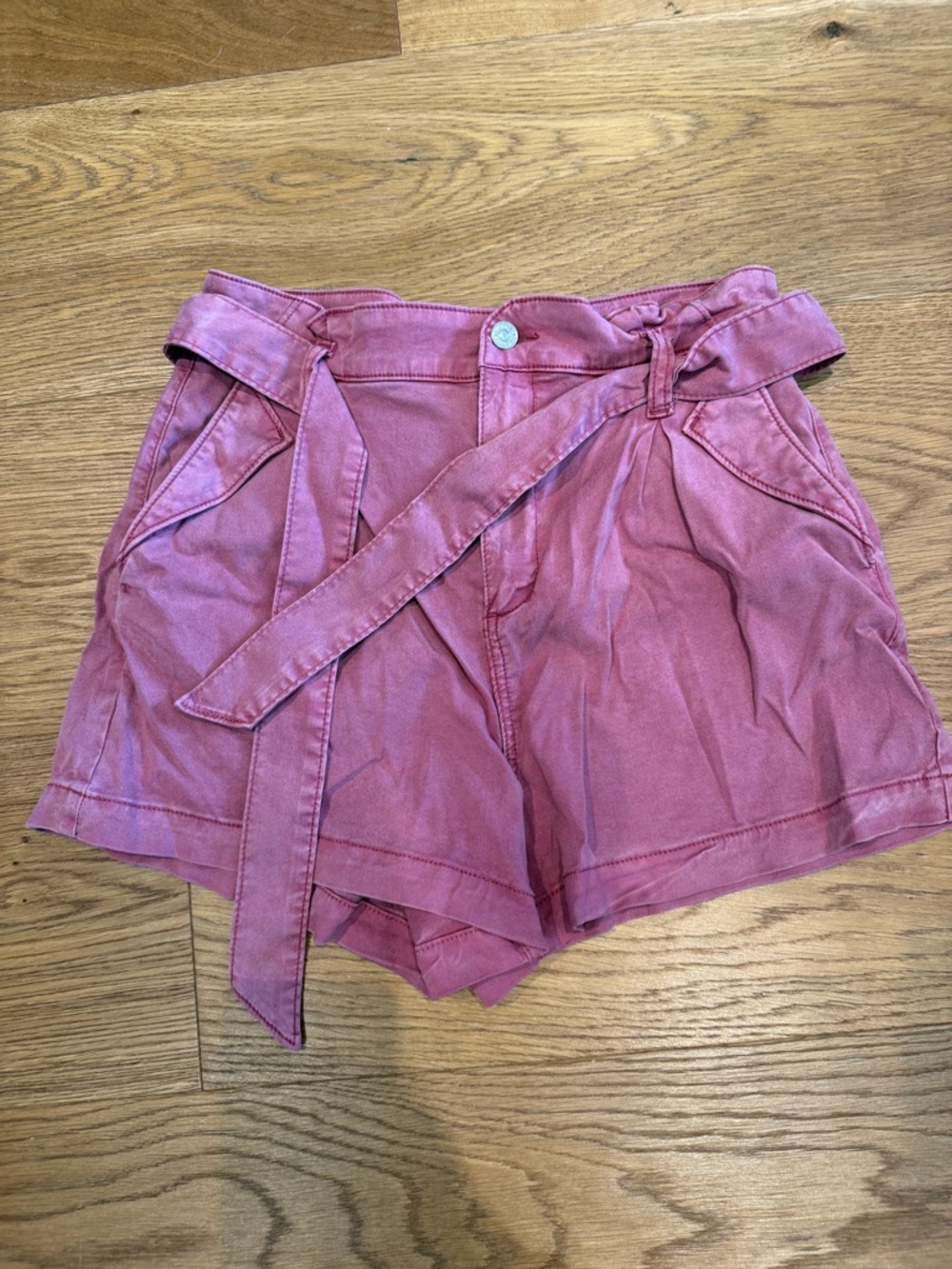 PAIGE mauve High Waist Tie-Belt Shorts
